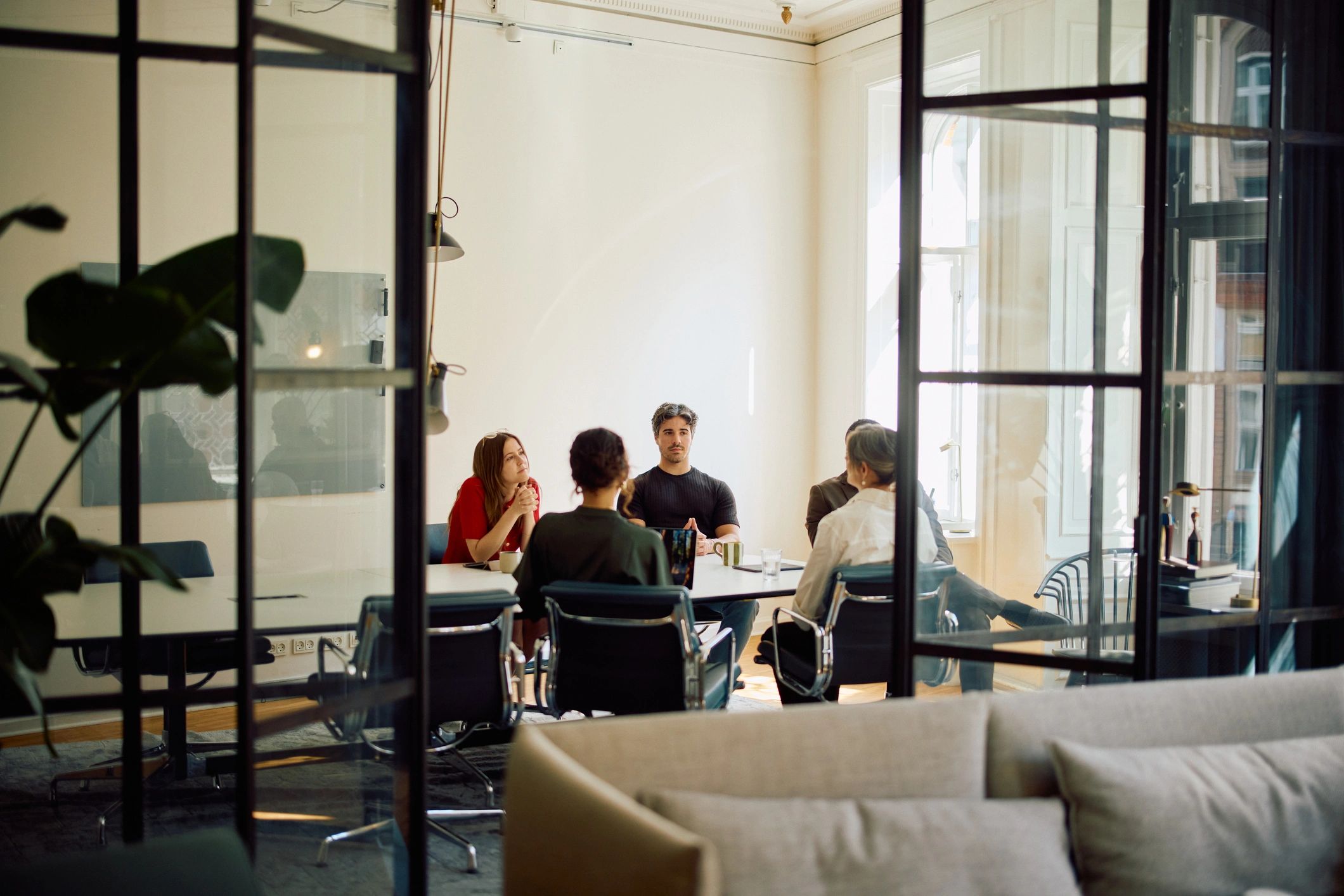 Team discussing educational content strategy